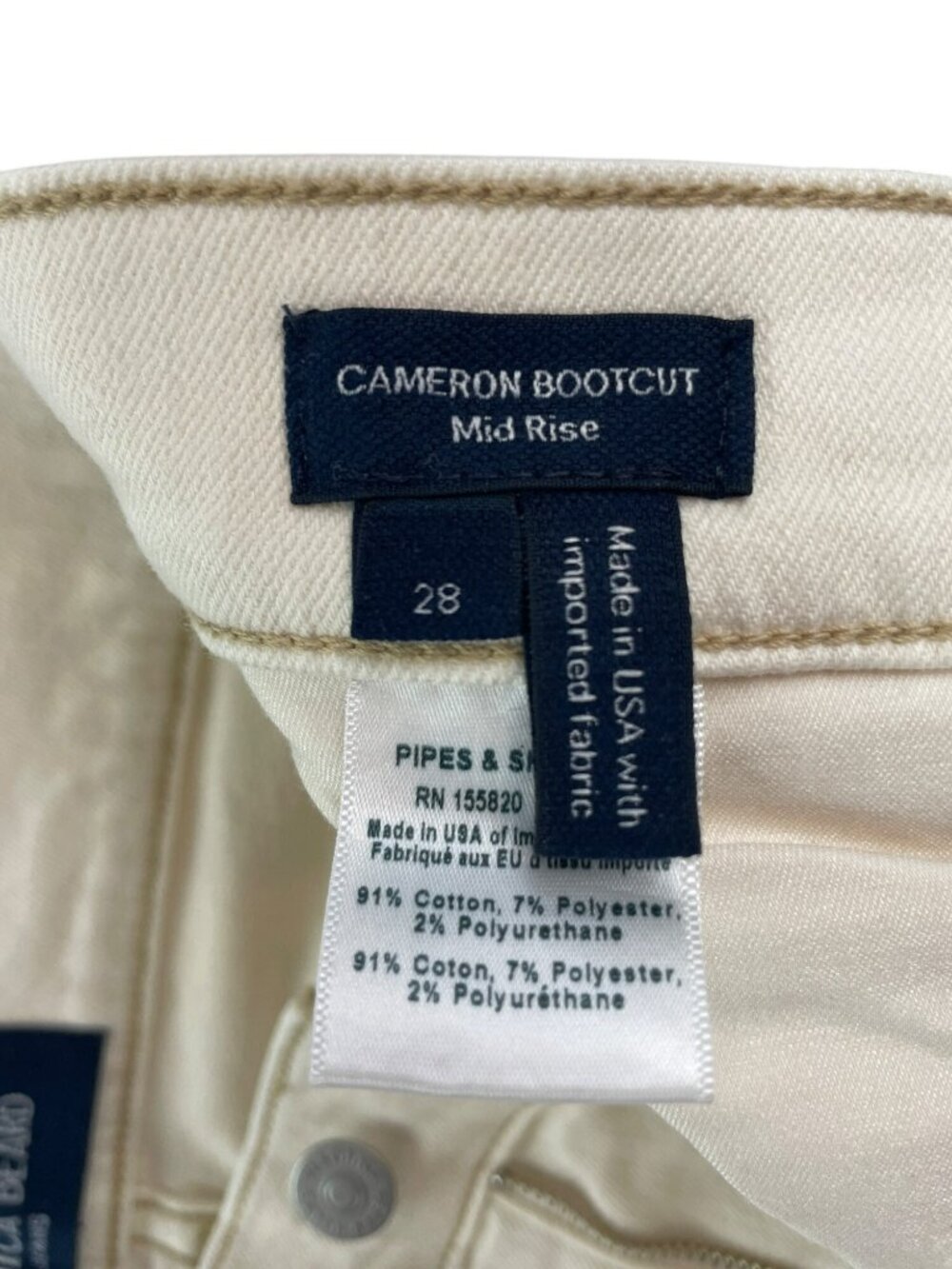 Veronica Beard Cameron Mid Rise Bootcut Jeans Ecru Wmn's Size 28 MSRP$298 DEFECT - Picture 11 of 11
